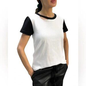 NWT Philanthropy Distressed Black and White Short Sleeve T-Shirt